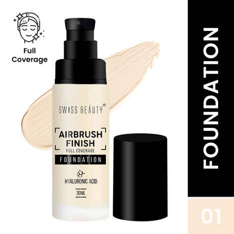 Buy Swiss Beauty Airbrush Finish Full Coverage Foundation Shell White (30 ml) - Purplle