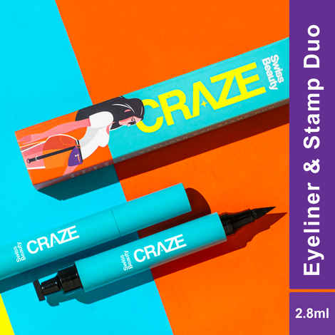 Swiss Beauty Craze Eyeliner and Stamp Duo | Wing eyeliner stamp and Pen | Black| ,2.8 ml