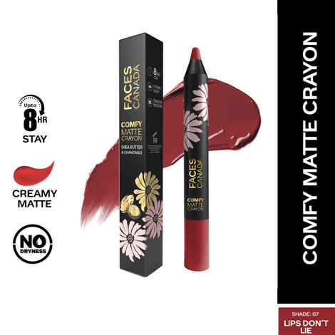 Buy FACES CANADA Comfy Matte Crayon I Creamy Matte I Chamomile & Shea Butter I Alcohol-free I Lips Don’t lie 07 2.8 gm - Purplle