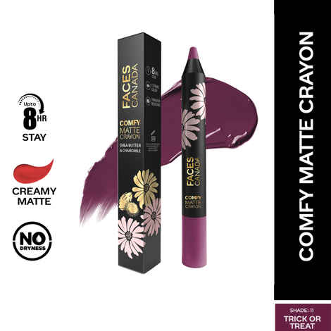 Buy FACES CANADA Comfy Matte Crayon I Creamy Matte I Chamomile & Shea Butter I Alcohol-free I Trick or treat 11 2.8 gm - Purplle