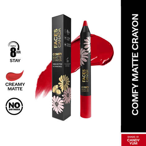 Buy FACES CANADA Comfy Matte Crayon I Creamy Matte I Chamomile & Shea Butter I Alcohol-free I Candy-yum 01 2.8 gm - Purplle