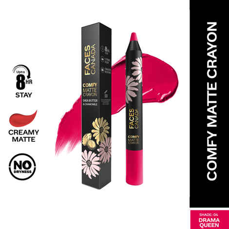 Buy FACES CANADA Comfy Matte Crayon I Creamy Matte I Chamomile & Shea Butter I Alcohol-free I Dramaqueen 04 2.8 gm - Purplle