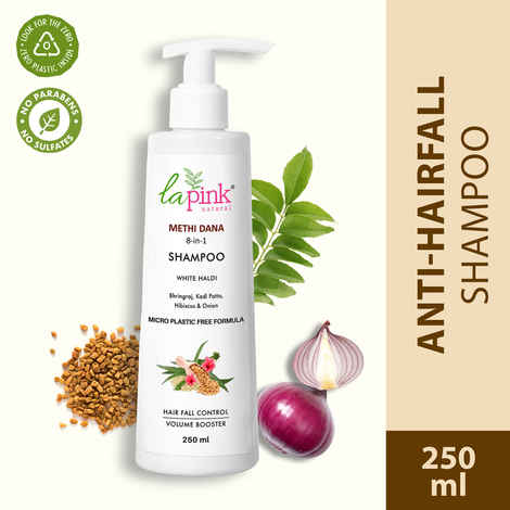 Buy La Pink Methi Dana 8-in-1 Shampoo with Hibiscus & Onion, For Hair Fall Control, 100% Microplastic Free Formula 250 ml - Purplle