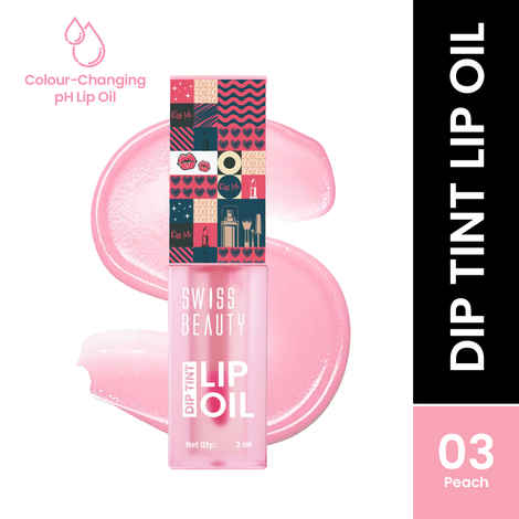 Buy Swiss Beauty Dip Tint Colour Changing PH Lip Oil | With Vitamin E for Long-Lasting Nourishment and Hydration| Soft and Natural Pink Lips 3-Peach (3 ml) - Purplle