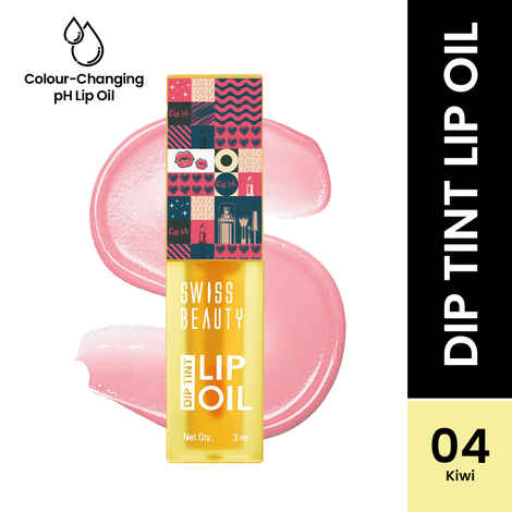 Swiss Beauty Dip Tint Colour Changing PH Lip Oil | With Vitamin E for Long-Lasting Nourishment and Hydration| Soft and Natural Pink Lips 4-Kiwi (3 ml)