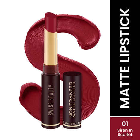 Buy Swiss Beauty Non Transfer Lipstick 01 Siren in Scarlet (2 gm) - Purplle