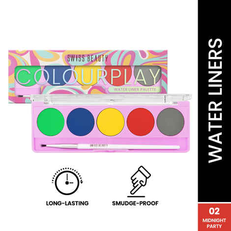 Buy Swiss Beauty ColourPlay 5 in 1 Water Eyeliner Palette with Pigmented shades Smudge-proof, Long lasting Matte Eyeliner with Flexi Tip Brush|2-Midnight Party (5 gm) - Purplle