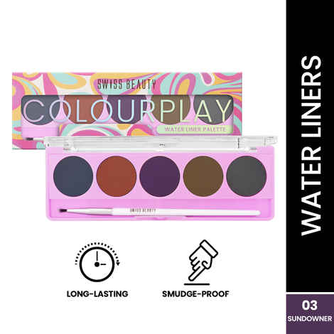 Buy Swiss Beauty ColourPlay 5 in 1 Water Eyeliner Palette with Pigmented shades Smudge-proof, Long lasting Matte Eyeliner with Flexi Tip Brush| 3- Sundowner (5 gm) - Purplle