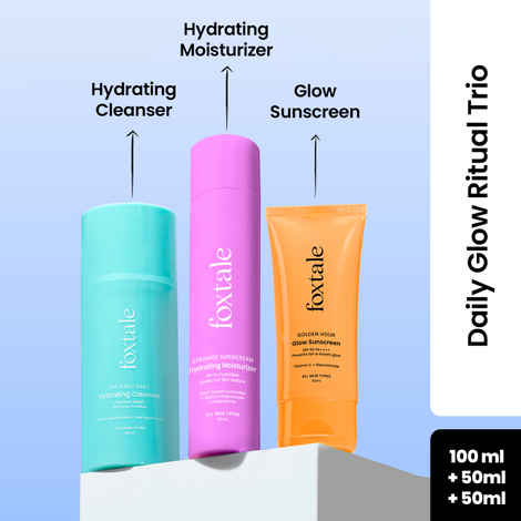 Buy Foxtale Daily Glow Trio for Nourished and Protected Skin with Hydrating Cleanser - 30 ml, Hydrating Moisturizer and Glow Sunscreen - 50 ml, For All Skin Types, Unisex - Purplle