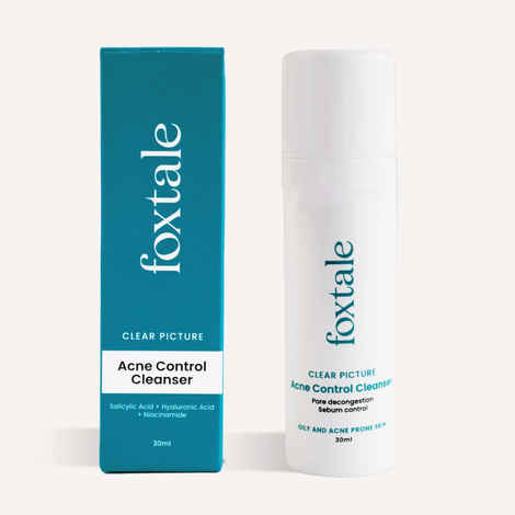 Foxtale Clear Picture Acne Control Cleanser for Oily and Acne Prone Skin | With Salicylic Acid and Niacinamide | Anti-Acne Face Wash for Pimples | Unisex - 30 ML
