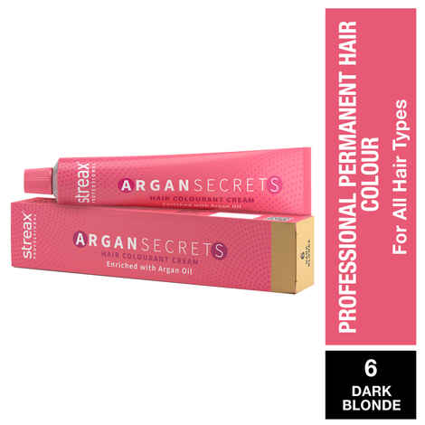 Buy Streax Professional Argan Secret Hair Colourant Cream- Dark Blonde 6 (60 gm) - Purplle