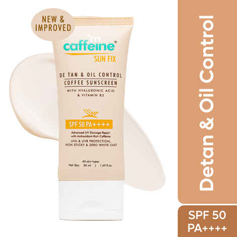 mCaffeine De Tan Oil Control Coffee Sunscreen SPF 50 PA++ With Hyaluronic Acid & Vitamin B3 (50 ml)