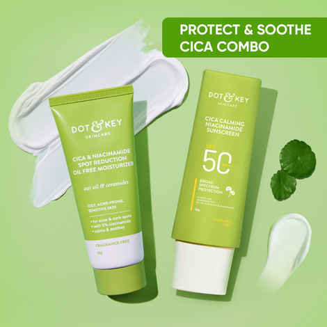 Dot & Key CICA Sun Protect & Oil Control Duo - 100 gm | Face Sunscreen & Face Cream