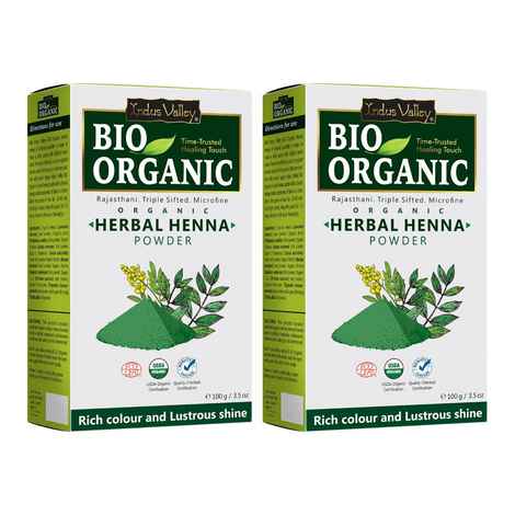 Indus Valley Bio Organic Natural Herbal Henna Powder For Hair Color, Mehandi for Hair Colour (200 g) - Pack of 2