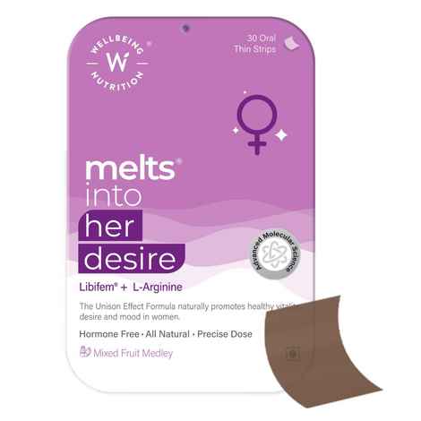 Buy Wellbeing Nutrition Melts Her Desire | Female Libido Booster to Increase Drive, Stamina and Energy | Libifem®, L-Arginine, Ashwagandha & Vitamin E (30 Oral Strips) - Purplle