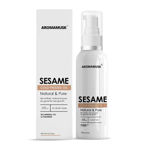Buy AromaMusk USDA Organic 100% Pure Cold Pressed Extra Virgin Sesame Oil For Hair And Skin (100 ml) - Purplle