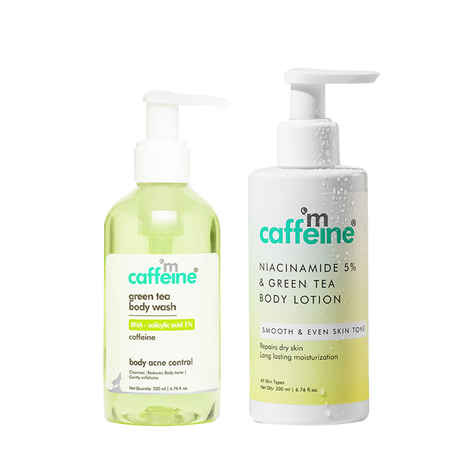 Buy mCaffeine Green Tea BHA Body Wash & Green Tea Niacinamide Body Lotion Combo of 2 - Purplle