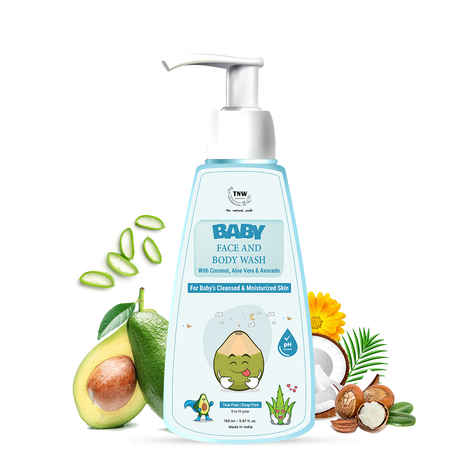 TNW The Natural Wash Baby Face & Body Wash for Moisturized Skin | Gentle Body Wash with Coconut, Aloe Vera & Avocado | Suitable for 0-10 years - 150 ml