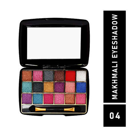 Half N Half 18 Colours Makhmali Eyeshadow with Brush in Palette, Flawless Shades, Easy to Blend, Waterproof Durable Highly Pi gmented Eye Makeup Set Gift for Women, Multicolour-04 (12.8 gm)