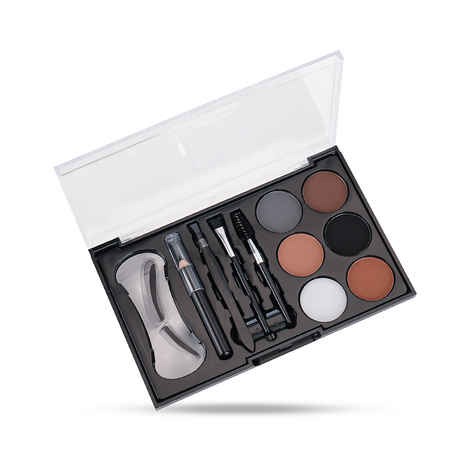 Buy Colors Queen Eyebrow Styling Kit with 5 Highly Pi gmented Shades and 1 Wax, Spoolie, Eyebrow Pencil, Eyebrow Stencil, Hair Plucker & Angular Brush - 15 gm - Purplle