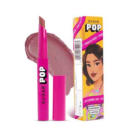 Buy SUGAR POP Kissproof Satin Lipstick 08 Caramel Chic | Transferproof | Long Lasting & Super pigmented | 2.2 Gm - Purplle