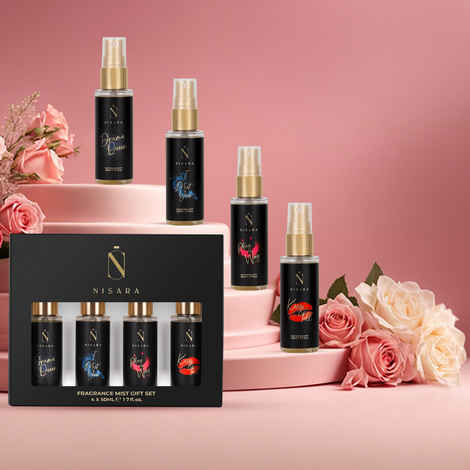 Buy Nisara Fragrance Body Mist Gift Set | Fragrance Body Mist Spray | Perfume For Women | Long Lasting | Fine Fragrance | Gift For Her | Pack of 4 X 50ml - Purplle