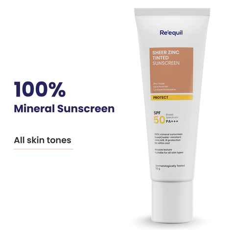 Buy Re'equil Sheer Zinc Tinted Mineral Sunscreen SPF 50 PA+++ 50 gm - Purplle