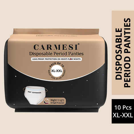 Carmesi Disposable Period Panties (XL-XXL) | 360° Protection for Super Heavy Flow | No Leakage, No Rashes, No Discomfort | All Night Protection | Ultra Absorbent Core | 10 Pcs