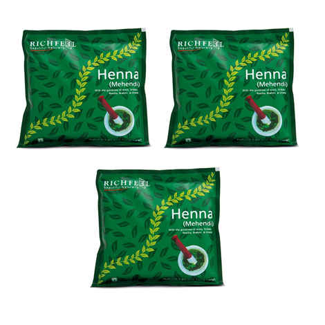 Buy Richfeel Heena Mehendi Powder| Natural Hair Color and Conditioning with the goodness of Amla, Shikakai & Brahmi | 100 g (Pack of 3) - Purplle