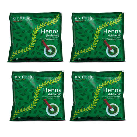 Buy Richfeel Heena Mehendi Powder| Natural Hair Color and Conditioning with the goodness of Amla, Shikakai & Brahmi | 100 g (Pack of 4) - Purplle