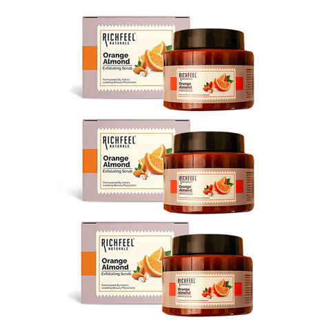 Buy Richfeel Orange Almond Scrub For Brightening & Revitalizing | Gentle Exfoliation | Removes Blackheads & Dead Skin Cells | Suitable for All Skin Types | 100 g (Pack of 3) - Purplle