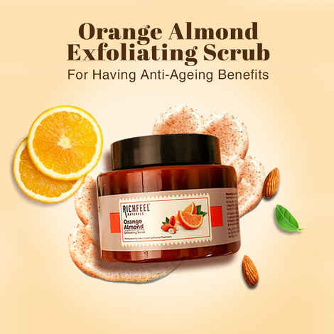 Buy Richfeel Orange Almond Scrub For Brightening & Revitalizing | Gentle Exfoliation | Removes Blackheads & Dead Skin Cells | Suitable for All Skin Types | 100 g (Pack of 4) - Purplle