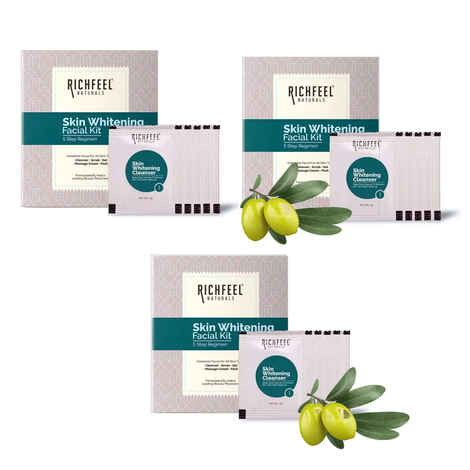 Buy Richfeel Skin Whitening Facial Kit | Bright & Glowing Skin | Parlour Glow with Olive extracts | 30 g (Pack of 3) - Purplle