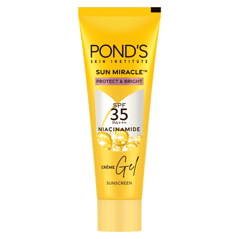 Ponds Sun Miracle SPF 35 PA+++ Creme Gel Sunscreen - Protect & Bright, With Niacinamide 7gm - 7 gm