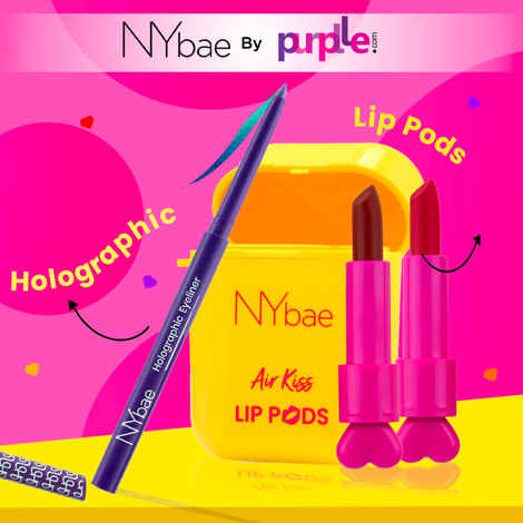 Buy NY Bae Holo Eyes & Lips Duo | Aquamarine - Holographic Eyeliner | Everyday Affair - Air Kiss Lip Pods | Kajal | Eyeshadow | Lipsticks | Lip Crayon | Eye Makeup | Makeup Kits - Purplle