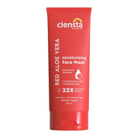 Clensta Red Aloe Vera Moisturizing Face Wash Cleanes & Hydrate 1% Hyaluronic acid , 1% Niacinamide|100 ml