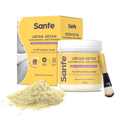 Buy Sanfe Ubtan Detan Hair Removal Wax Powder | 8 Minute Painless | Organic - 100gm - Purplle