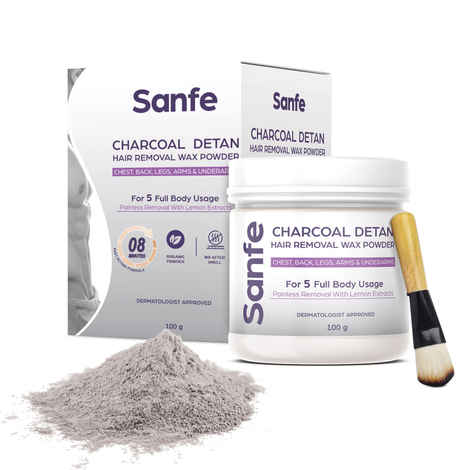Buy Sanfe Charcoal Detan Hair Removal Wax Powder | 8 Minute Painless | Organic - 100gm - Purplle