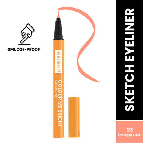 Buy Swiss Beauty Colour Me Bright Matte Finish Sketch Eyeliner with Soft Pen Tip Applicator | Quick Drying | Waterproof, Smudge-Proof Eyeliner 3- Orange Lush - 0.7 ml - Purplle