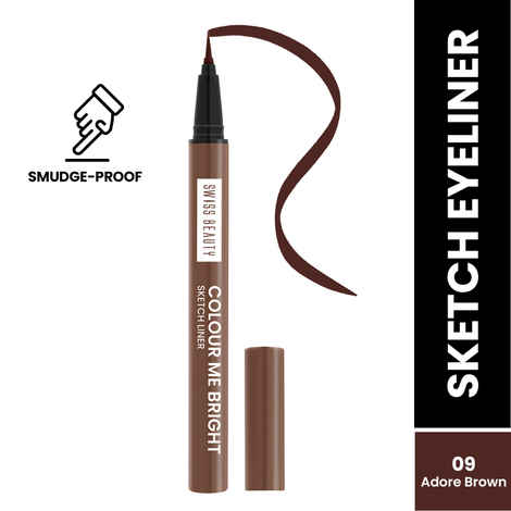 Buy Swiss Beauty Colour Me Bright Matte Finish Sketch Eyeliner with Soft Pen Tip Applicator | Quick Drying | Waterproof, Smudge-Proof Eyeliner 9- Adore Brown - 0.7 ml - Purplle
