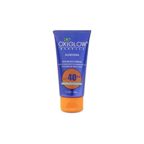 Buy OxyGlow Herbals Aloe Vera Sunblock Cream- SPF 40++, 60 gm, UVA/B - Purplle