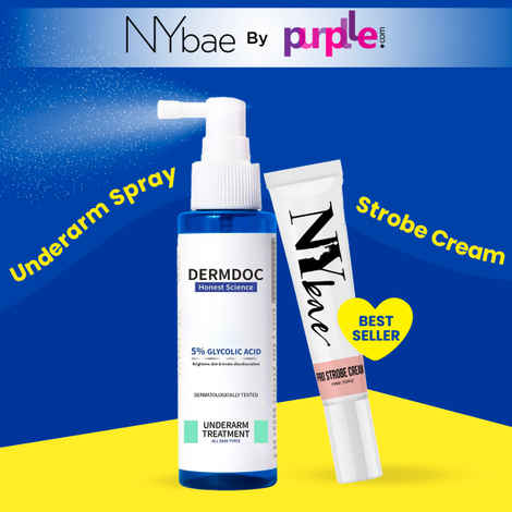 NY Bae X DERMDOC | PRO Strobe Cream - Pink Topaz | Glowing Korean Skin | 5% Glycolic Acid Under Arm Treatment | Underarm Lightening | Glycolic Acid for skin lightening - Makeup Kits - Combo of 2