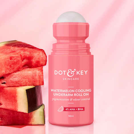 Dot & Key Watermelon Cooling Underarm Roll On with 4% AHA & BHA | Underarm Roll On for Pigmentation & Odour Control - 50 ml