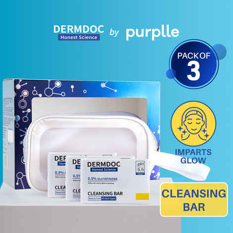 DERMDOC GlutaGlow Trio | Glutathione Cleansing Bar (Pack of 3) | Free Pouch