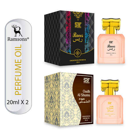 Buy Ramsons Perfumes SRF Raees & Oudh Al Shums Concentrated Perfume Oil (Attar) Combo - 40ml Pack of 2 - Purplle