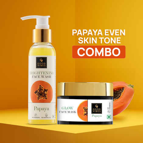 Buy Good Vibes Papaya Even Skin Tone Combo | Facewash + Face mask. Combo of 2 - Purplle