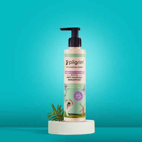 Pilgrim Spanish Rosemary & Biotin Anti Hairfall Shampoo for Reducing Hair Loss & Breakage | Upto 95% stronger hairs | Suitable for all hair types | For Men & Women 200 ml