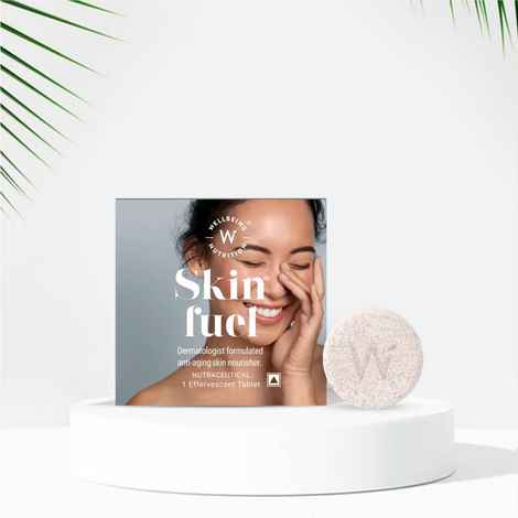 Buy Wellbeing Nutrition Skin Fuel | Glutathione & Collagen Tablets | Skin Glow and Radiance for Men & Women | Hyaluronic Acid, Grape Seed, Vitamin E (1 Effervescent Tablet) Pack of 1 - Purplle