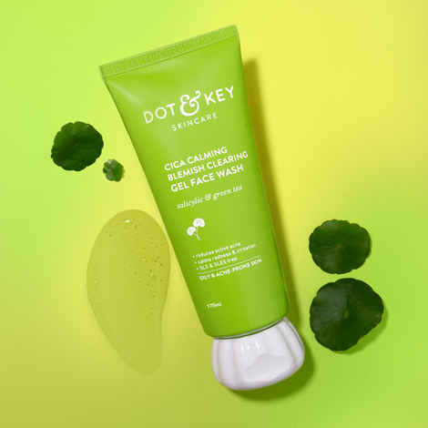 Dot & Key CICA Calming Blemish Clearing Face Wash with Salicylic Acid & Green Tea | Face Wash for Oily, Acne Prone Skin | Acne Clearing Sulphate Free Face Wash for Men & Women | 175 ml