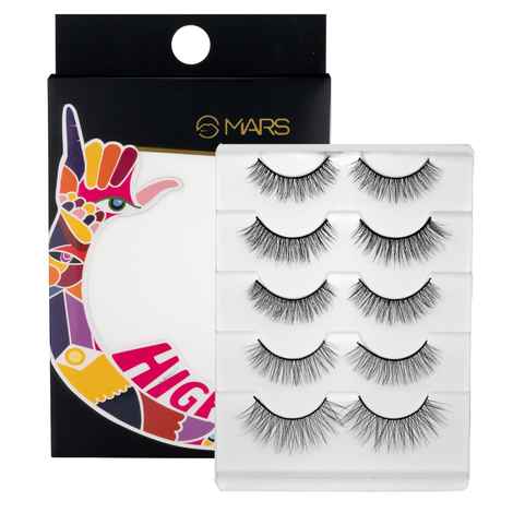 Buy MARS HIGHLASH False Eyelashes for Women Set of 5 | Natural Look for Regular Use | Reusable | Lightweight | Comfortable & Easy to Use | Invisible Band (03-Natural-Dramatic) - Purplle